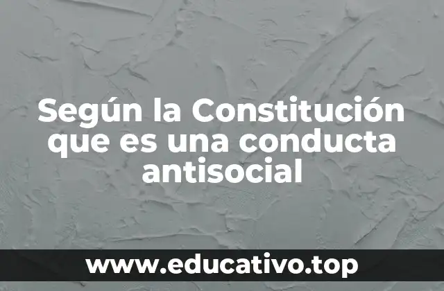 Según la Constitución que es una conducta antisocial