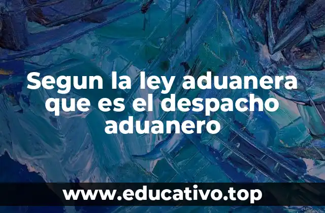 Segun la ley aduanera que es el despacho aduanero