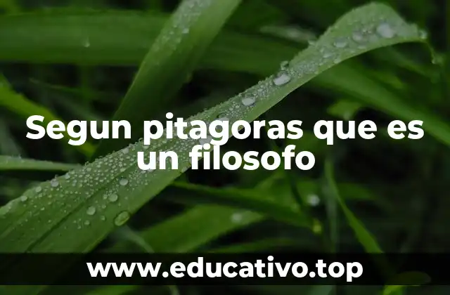 Segun pitagoras que es un filosofo