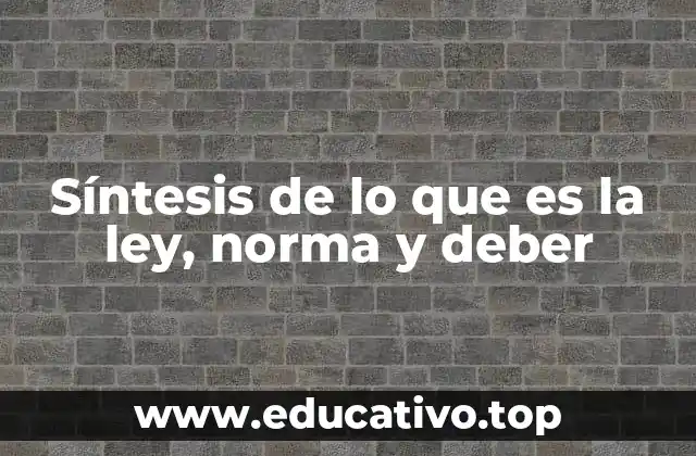 Síntesis de lo que es la ley, norma y deber