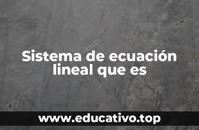Sistema de ecuación lineal que es
