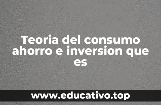 Teoria del consumo ahorro e inversion que es