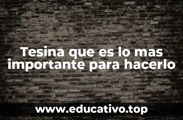 Tesina que es lo mas importante para hacerlo