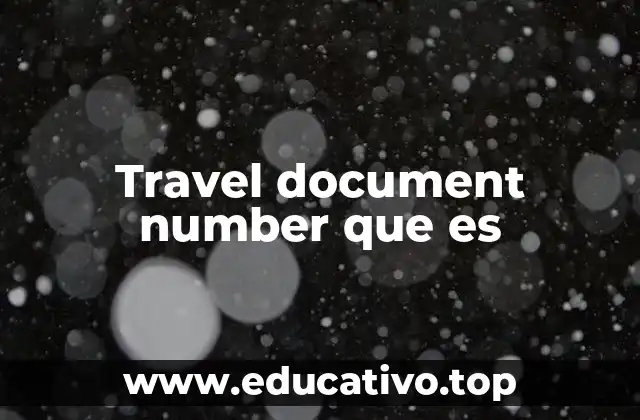 Travel document number que es