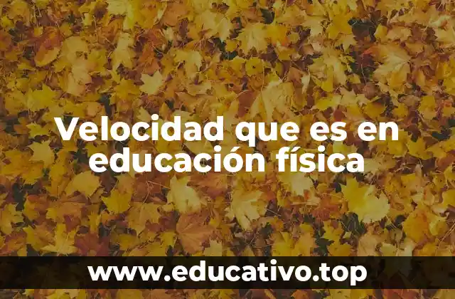 Velocidad que es en educación física