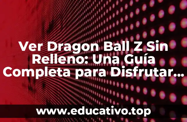 Ver Dragon Ball Z Sin Relleno: Una Guía Completa para Disfrutar al Máximo