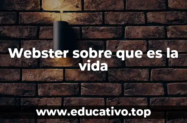 Webster sobre que es la vida