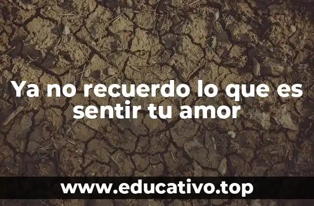 Ya no recuerdo lo que es sentir tu amor