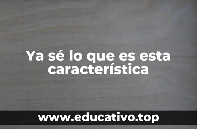 Ya sé lo que es esta característica