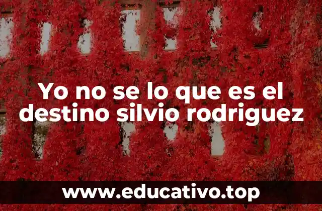Yo no se lo que es el destino silvio rodriguez