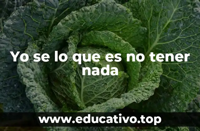 Yo se lo que es no tener nada